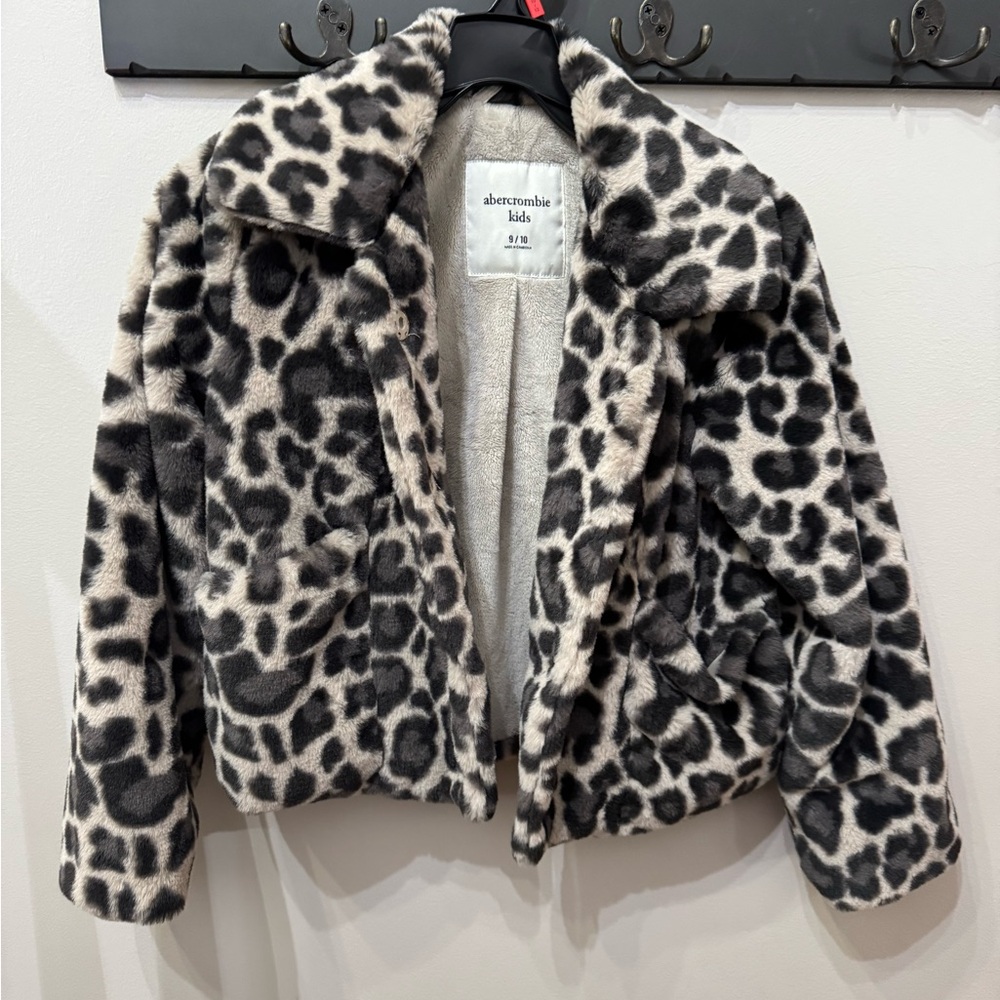 Abercrombie Kids Black and Cream Faux Fur Coat